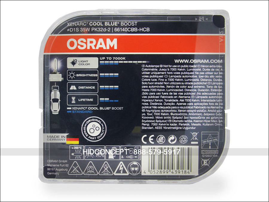 D1s Osram 7000k Cool Blue Boost Hid Xenon Headlight Bulbs