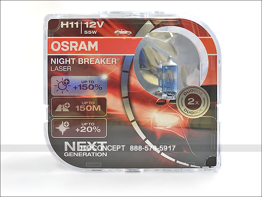 2-PK Osram H11 64211NL Night Breaker Laser 55w 12v Automotive Bulb