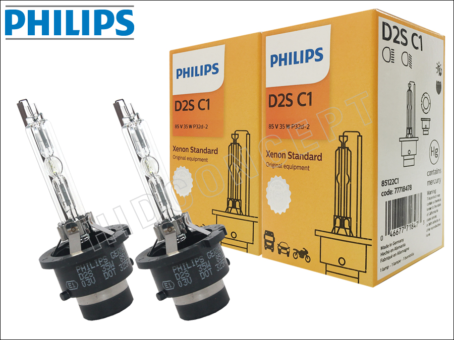 D2S Philips 85122C1 4300K HID XENON Bulbs In Retail Boxes W/COA Pair ...